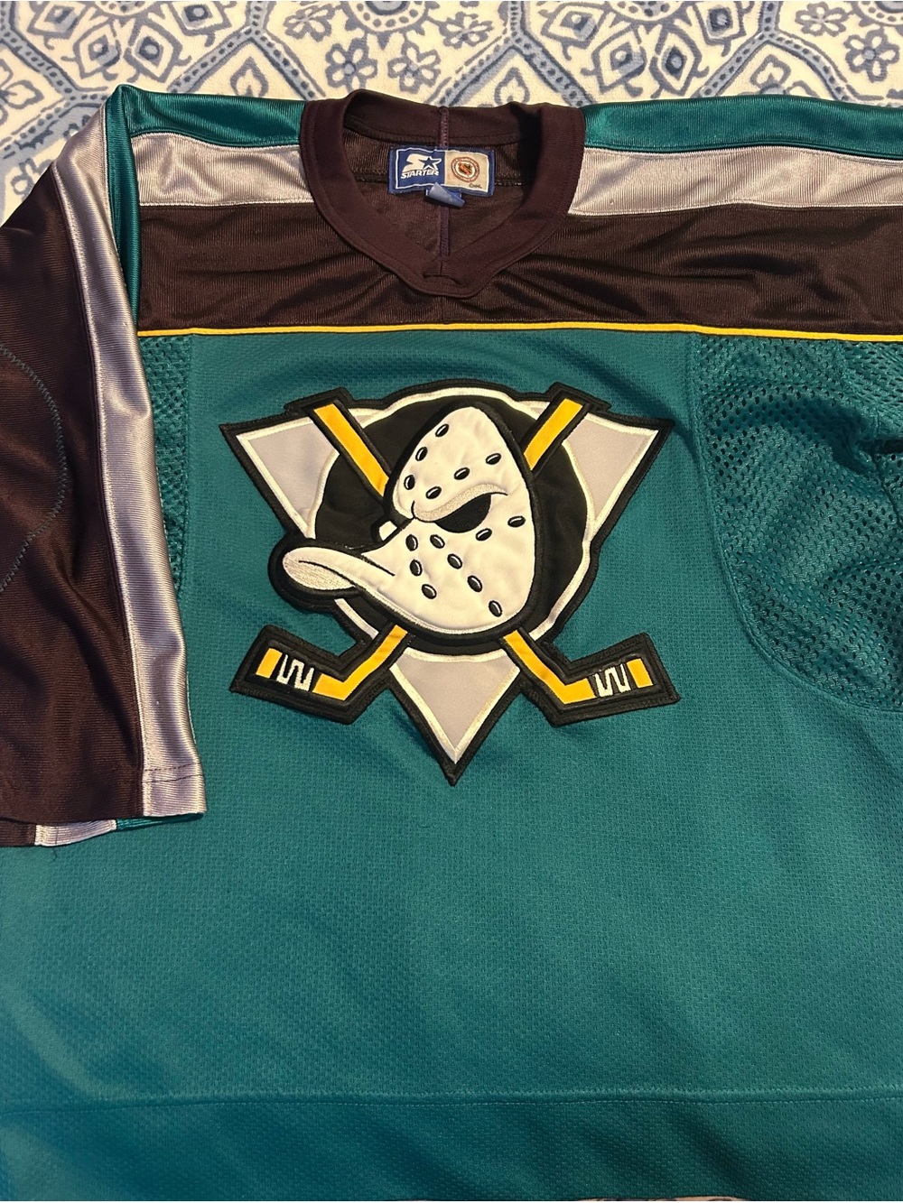 STARTER Teal Hockey Jersey with Black, Silver, and Yellow Accents
